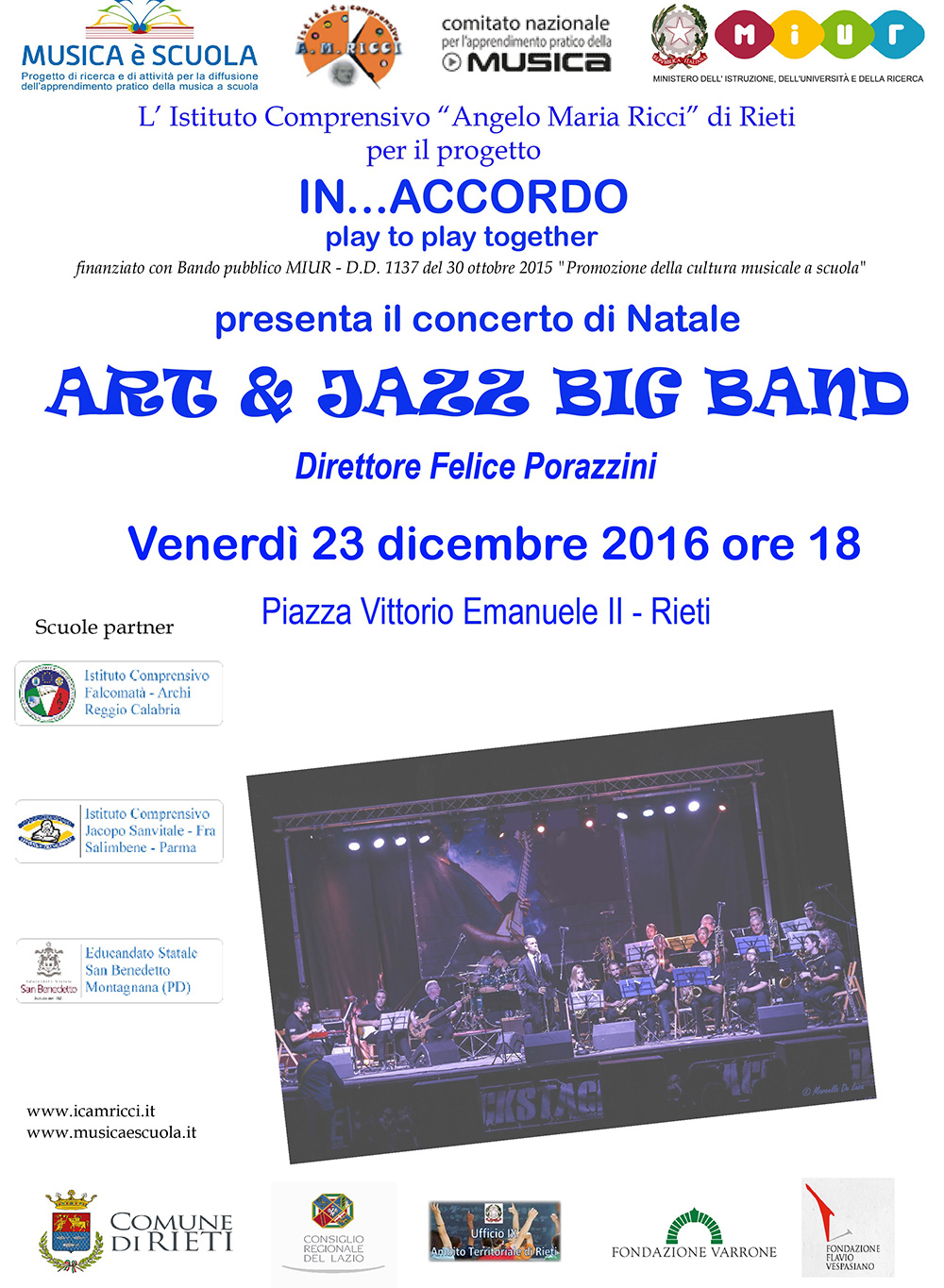23/12/2016 Rieti - Concerto dell’“Art & Jazz Big Band” diretta da Felice Porazzini